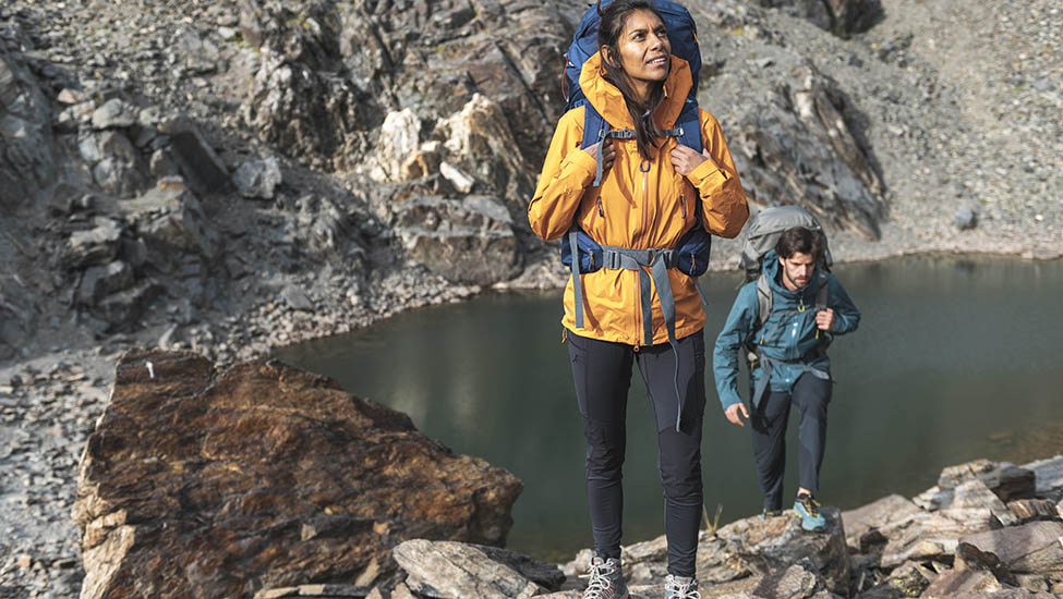 Image contains Sirac Plus ND50 FMQ-52-PTP, Women's Kangri Paclite Plus Jacket QWH-74-MAM, Horizon Tight QFV-09-BLK, Sirac Plus 65 FMQ-49-ARM, Kangri Paclite Plus Jacket QWH-73-ORB, Lochan Pant QFV-33-BEL, 